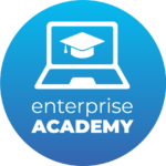 Blue and white Enterprise Academy Logo
